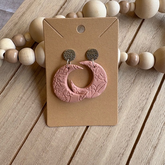 Dusty Rose Moons - Handmade Earrings - Picture 1 of 1